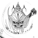 skeleton holding the eye of Sauron from lord of the rings between its thumb and pointer finger  tattoo design idea