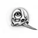 skeleton holding the eye of Sauron from lord of the rings between its thumb and pointer finger  tattoo design idea