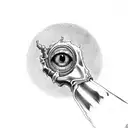skeleton holding the eye of Sauron from lord of the rings between its thumb and pointer finger  tattoo design idea
