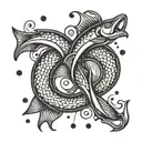 A geometric pattern of fishing hooks and waves, representing the client's love for fishing and their late father's influence tattoo design idea