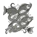 A geometric pattern of fishing hooks and waves, representing the client's love for fishing and their late father's influence tattoo design idea