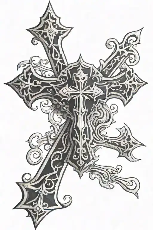 western cross tattoo design idea