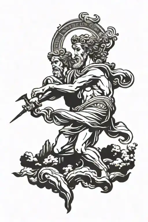simple tattoo in Greek style with gods Olympus tattoo design idea