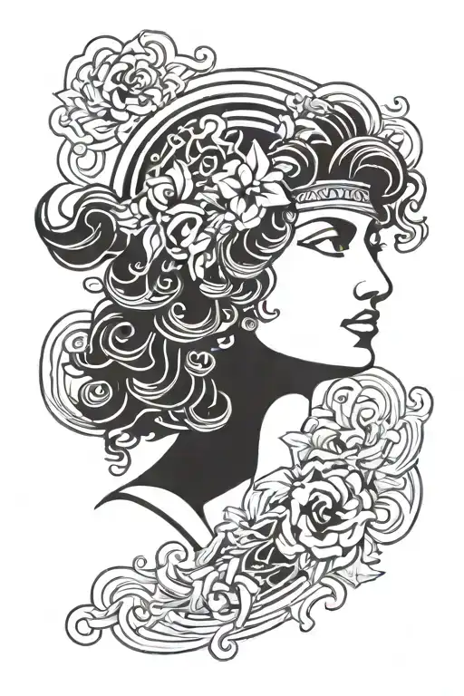 simple tattoo in Greek style with gods Olympus tattoo design idea