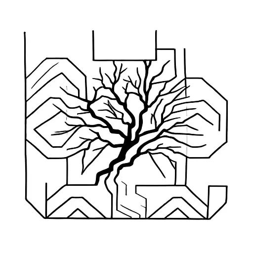 A minimalist tattoo of a family tree with the word 'loyalty' incorporated tattoo design idea