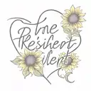 Picture a delicate script font spelling out the word "resilient" beside a broken heart, with vibrant sunflowers emerging tattoo design idea