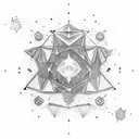 A constellation of stars forming a silhouette of a fashion design dress tattoo design idea