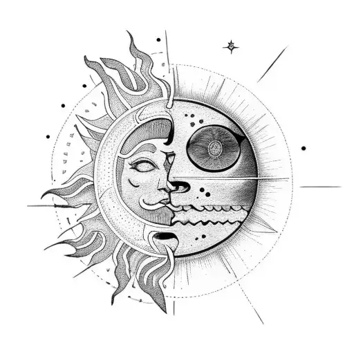Sun and Moon tattoo design idea