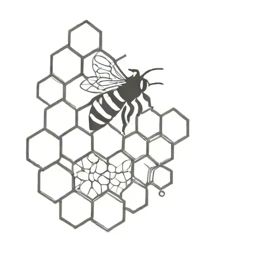bee on honeycomb tattoo design idea