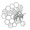 bee on honeycomb tattoo design idea