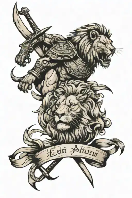 The Lion and the Gladiator tattoo design idea