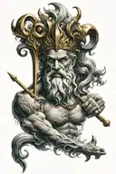 poseidon holding the trident tattoo design idea