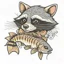 raccoon and catfish tattoo design idea