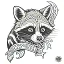raccoon and catfish tattoo design idea