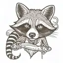 raccoon and catfish tattoo design idea
