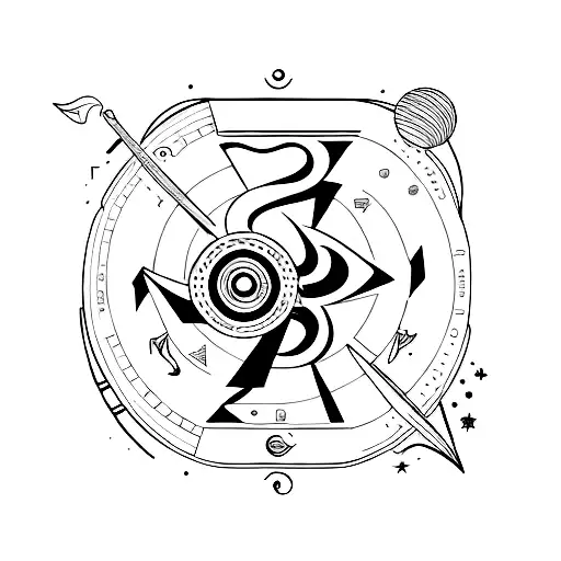 A minimalist tattoo of a boygenius logo with a film reel wrapped around it, representing the client's passion for both music and movies. tattoo design idea