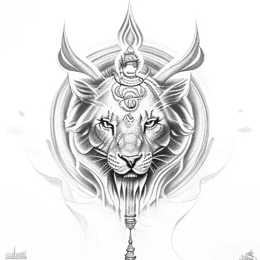 shiva's trushul with damru tattoo design idea