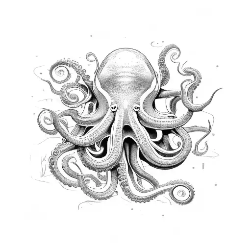 An abstract design featuring octopus tentacles intertwined with marine resources business tools tattoo design idea