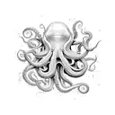 An abstract design featuring octopus tentacles intertwined with marine resources business tools tattoo design idea
