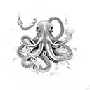An abstract design featuring octopus tentacles intertwined with marine resources business tools tattoo design idea
