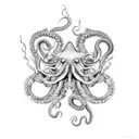 An abstract design featuring octopus tentacles intertwined with marine resources business tools tattoo design idea