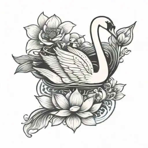 swan and lotus tattoo design idea