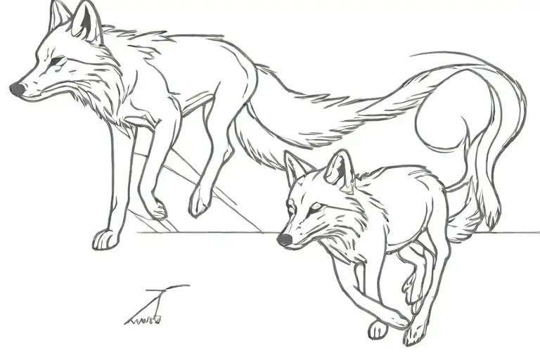 Sami and Fox running tattoo design idea