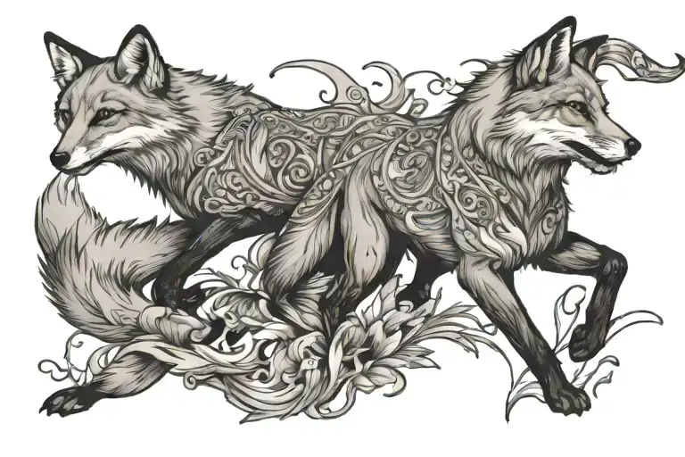 Sami and Fox running tattoo design idea