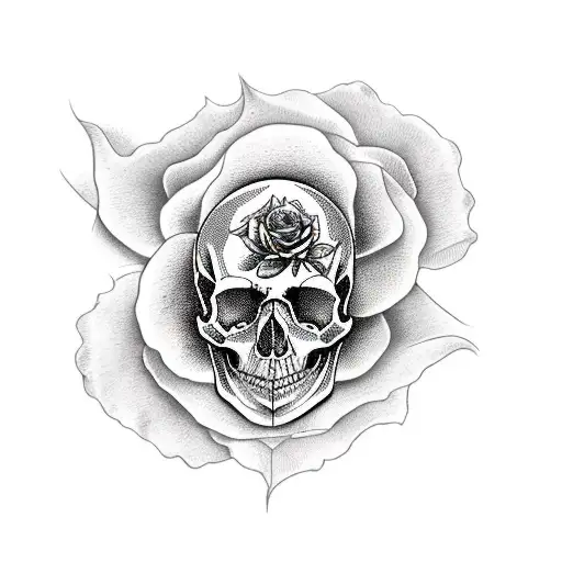skulls and roses  tattoo design idea