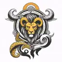 ram, hawk, lion tattoo design idea