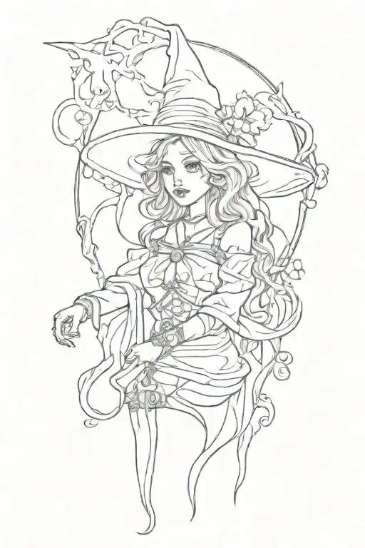 witchy tattoo design idea