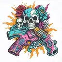 skulls gun tattoo design idea