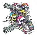 skulls gun tattoo design idea