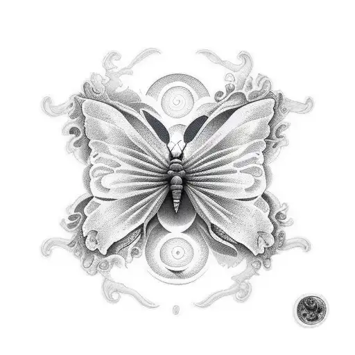 Yin and Yang butterfly  tattoo design idea