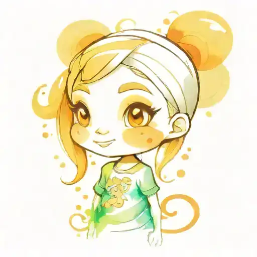 cartoon character tattoo sketch, bright in splashes of paint tattoo design idea