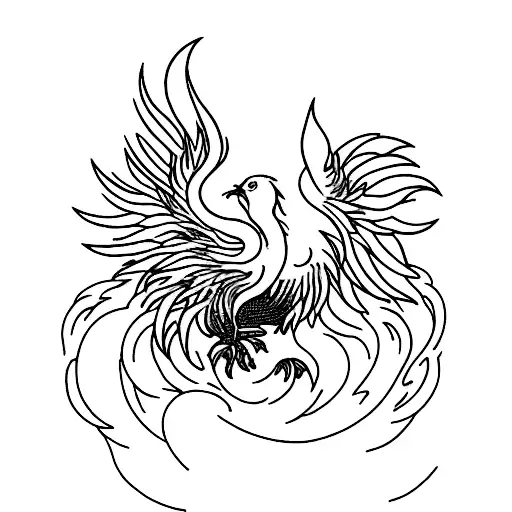 phoenix rising from a broken heart tattoo design idea