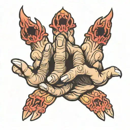 the hand of god holding the hand of the evil devil tattoo design idea