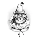 Cat with ROASTED PLUSH TURKEY HAT on it's head tattoo design idea