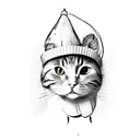 Cat with ROASTED PLUSH TURKEY HAT on it's head tattoo design idea