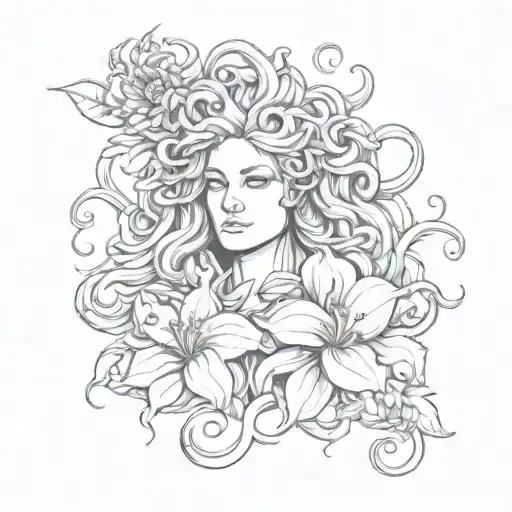 Medusa flower tattoo design idea