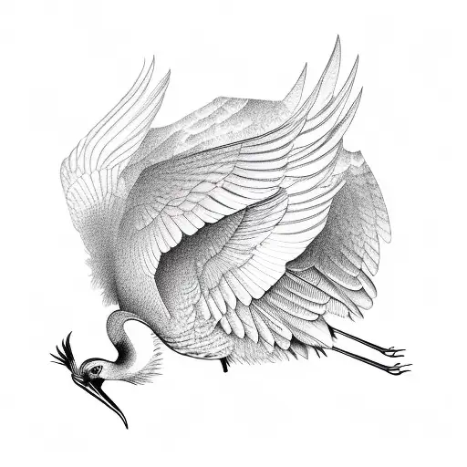 crane bird  tattoo design idea