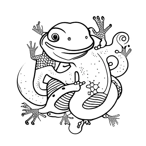 gecko black white tattoo design idea