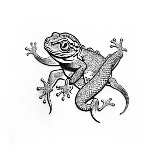 gecko black white tattoo design idea