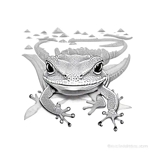 gecko black white tattoo design idea