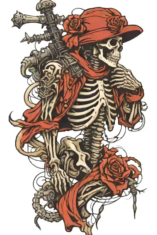 a backbone with a skeleton soldier climbing it tattoo design idea