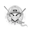 Thug life portrayed through an anime-inspired graffiti wall tattoo design idea