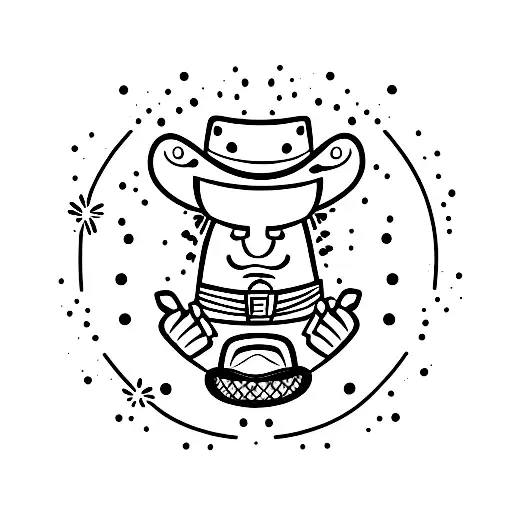 saguaro cactus character wearing a cowboy hat and cool sunglasses pointing finger guns tattoo design idea