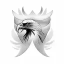 Create a blackwork tattoo of an eagle wearing a soccer jersey with trap music elements tattoo design idea