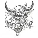 skulls and devil face tattoo design idea