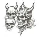 skulls and devil face tattoo design idea